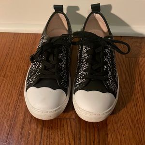 Kate Spade Avery Tweed Black White Sneakers size 7B